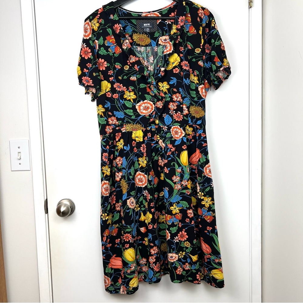 Anthropologie Maeve Black Floral Dress